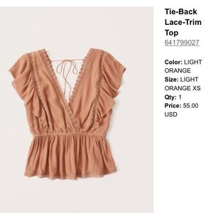 NWT Abercrombie & Fitch Tie Back Lace Trim Top